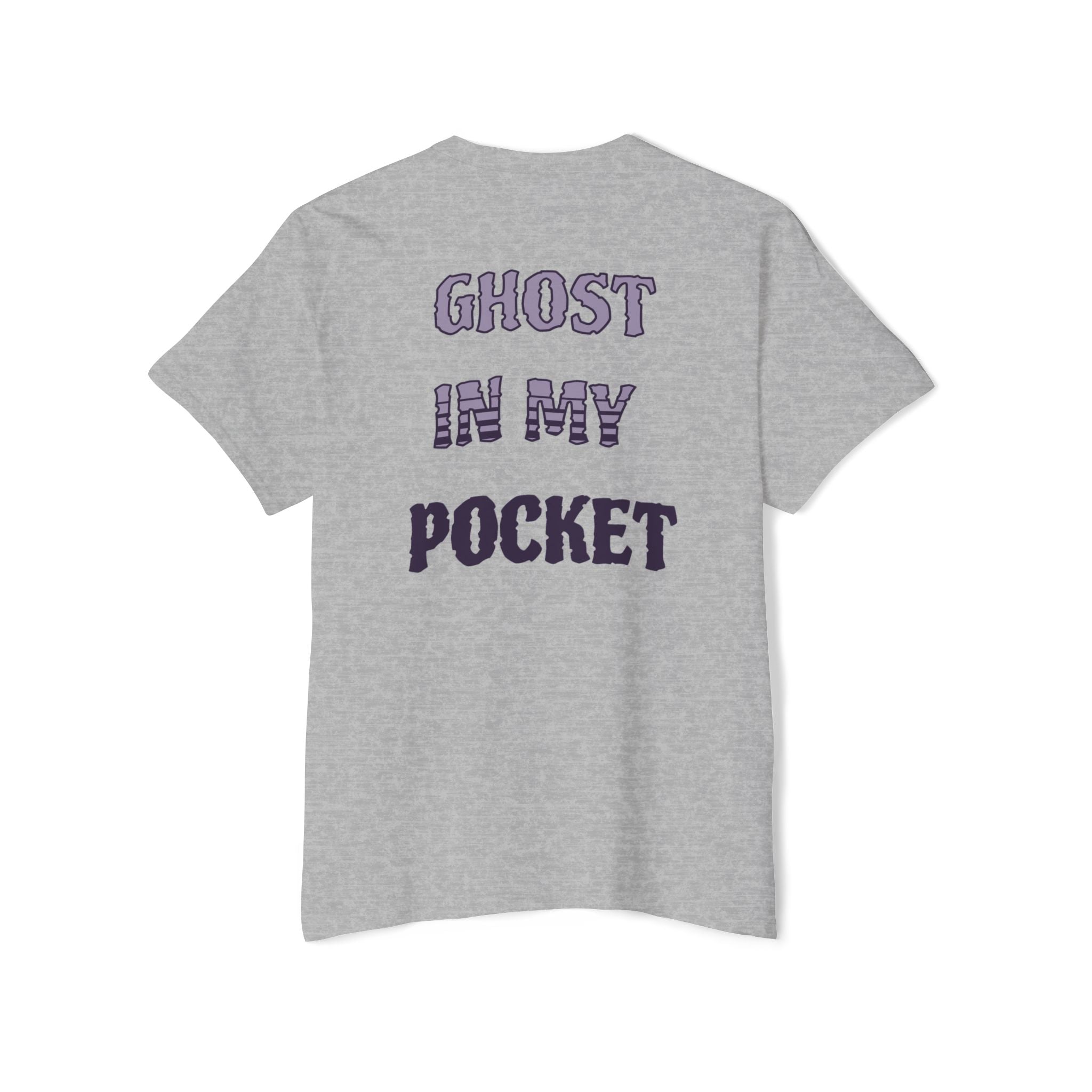 Ghost in My Pocket Unisex Heavy Cotton Tee, Cute Halloween Shirt, Funny Ghost Apparel, Pocket Tee for Fall, Gifts for Trick-or-Treaters