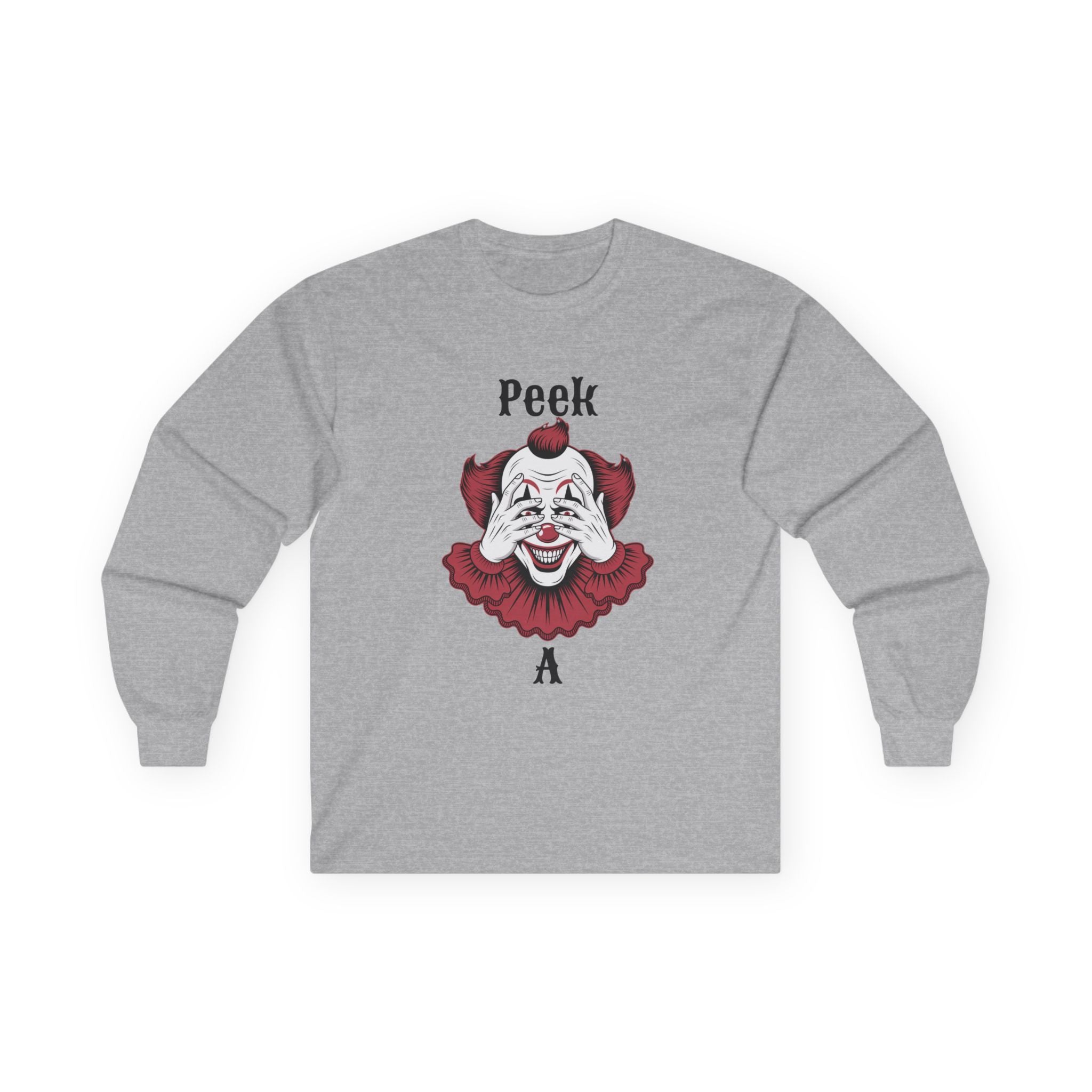 Spooky Clown Long Sleeve Tee, Halloween Costume Shirt, Funny Party T-Shirt, Unisex Graphic Tee, Creepy Gift Idea