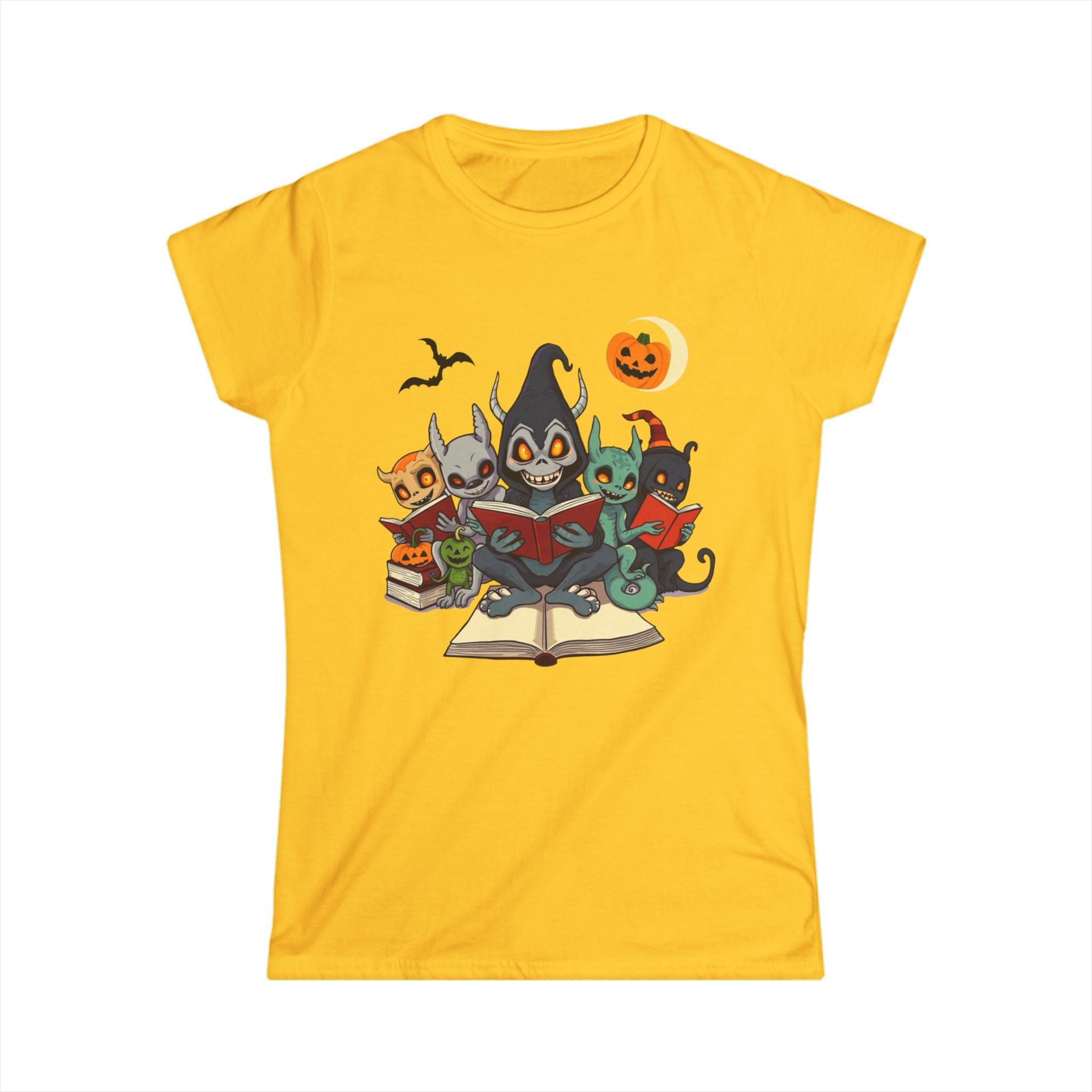 Spooky Cat Book Lovers Tee, Halloween Shirt, Cute Animal Graphic Tee, Funny Gift for Cat Lovers, Cozy Fall Fashion