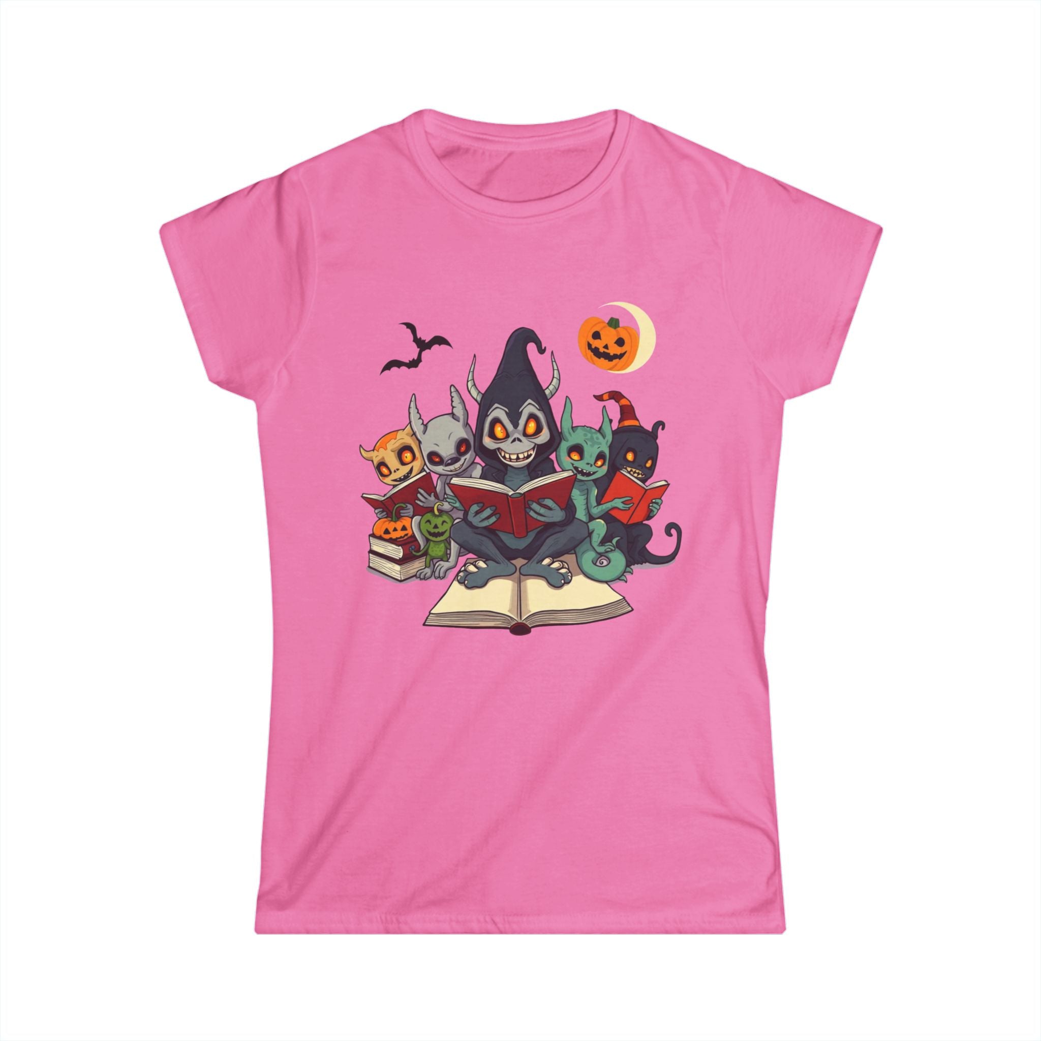 Spooky Cat Book Lovers Tee, Halloween Shirt, Cute Animal Graphic Tee, Funny Gift for Cat Lovers, Cozy Fall Fashion