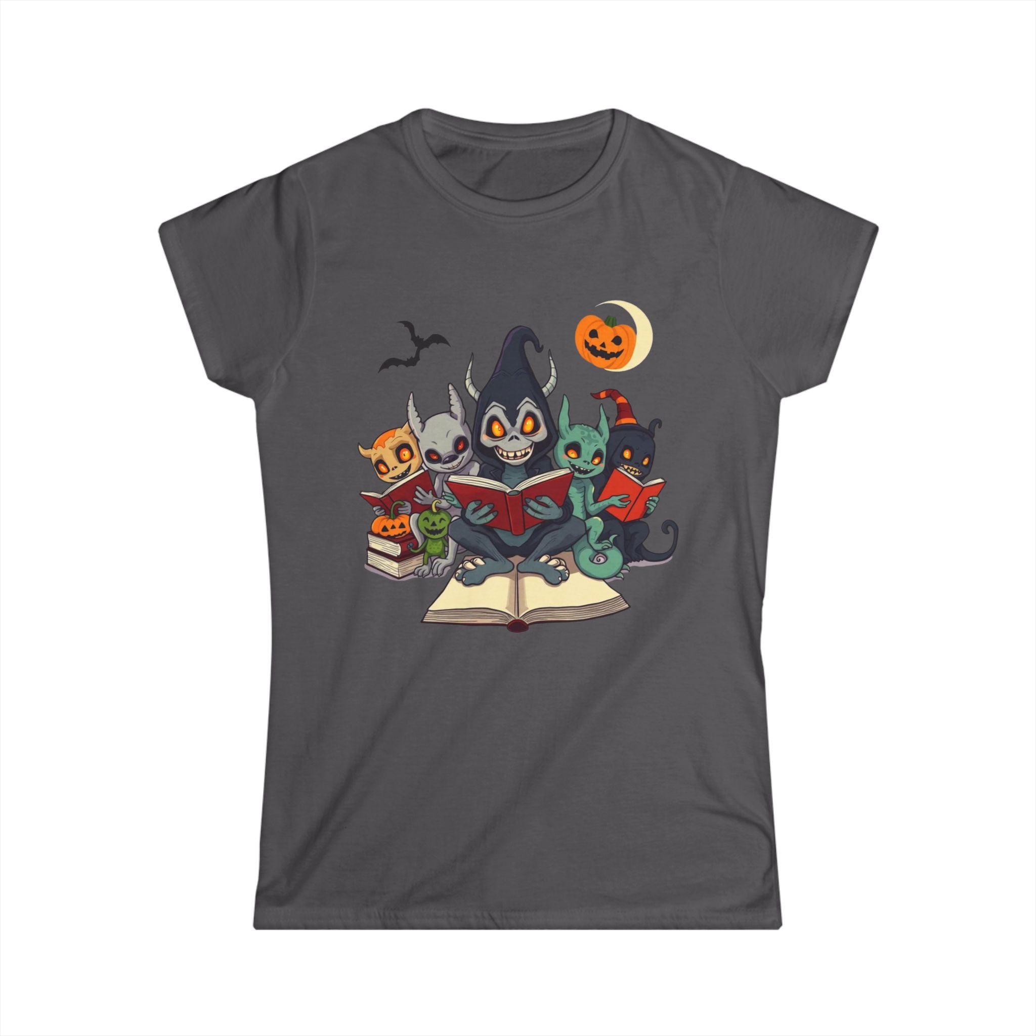 Spooky Cat Book Lovers Tee, Halloween Shirt, Cute Animal Graphic Tee, Funny Gift for Cat Lovers, Cozy Fall Fashion