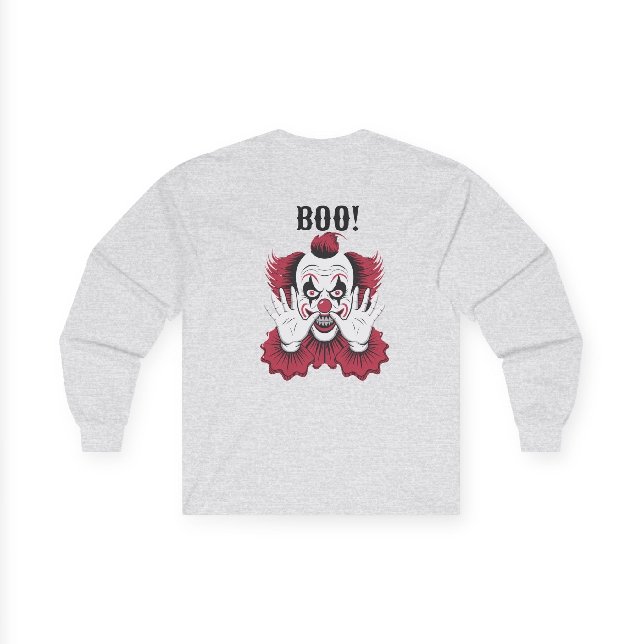 Spooky Clown Long Sleeve Tee, Halloween Costume Shirt, Funny Party T-Shirt, Unisex Graphic Tee, Creepy Gift Idea