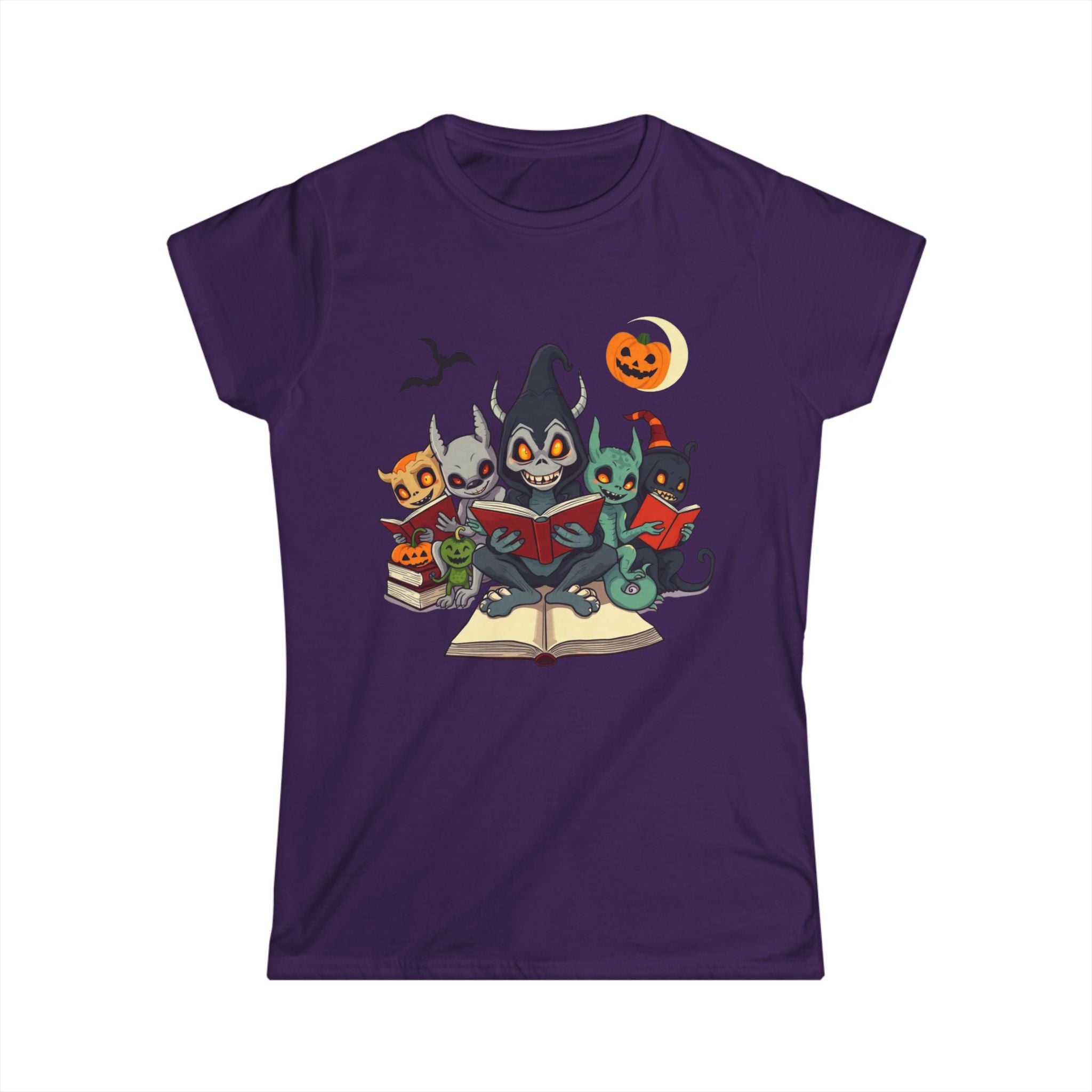 Spooky Cat Book Lovers Tee, Halloween Shirt, Cute Animal Graphic Tee, Funny Gift for Cat Lovers, Cozy Fall Fashion