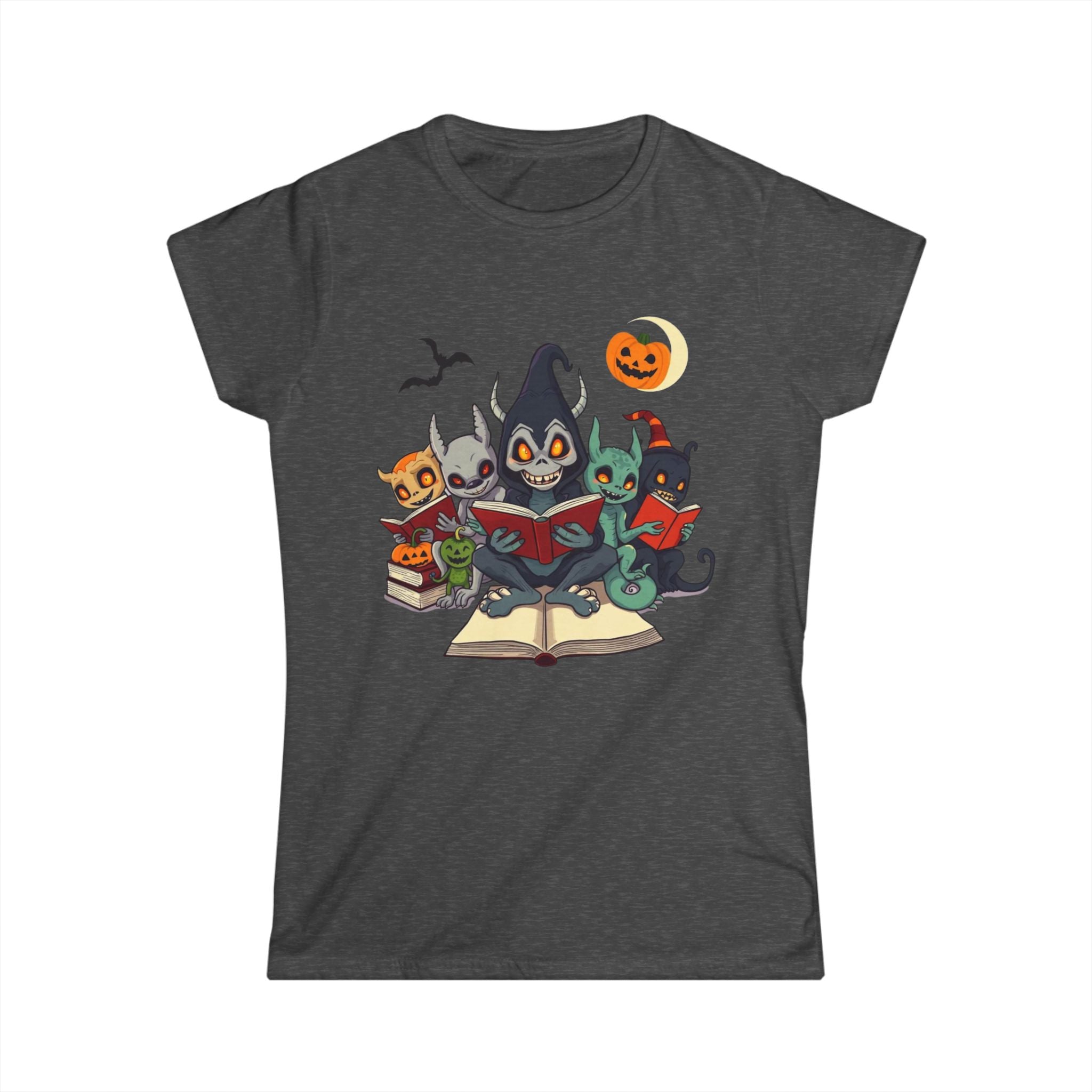Spooky Cat Book Lovers Tee, Halloween Shirt, Cute Animal Graphic Tee, Funny Gift for Cat Lovers, Cozy Fall Fashion