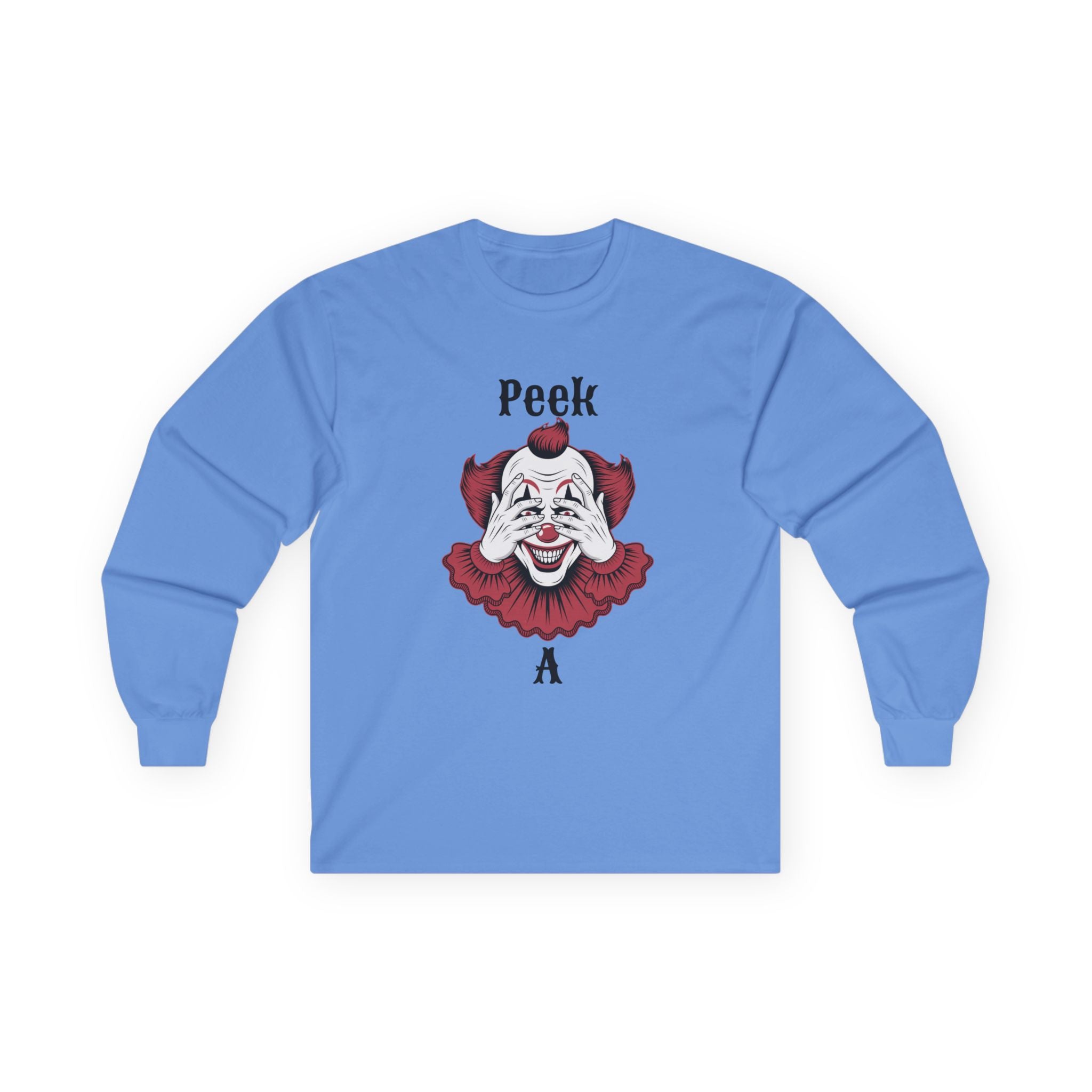 Spooky Clown Long Sleeve Tee, Halloween Costume Shirt, Funny Party T-Shirt, Unisex Graphic Tee, Creepy Gift Idea
