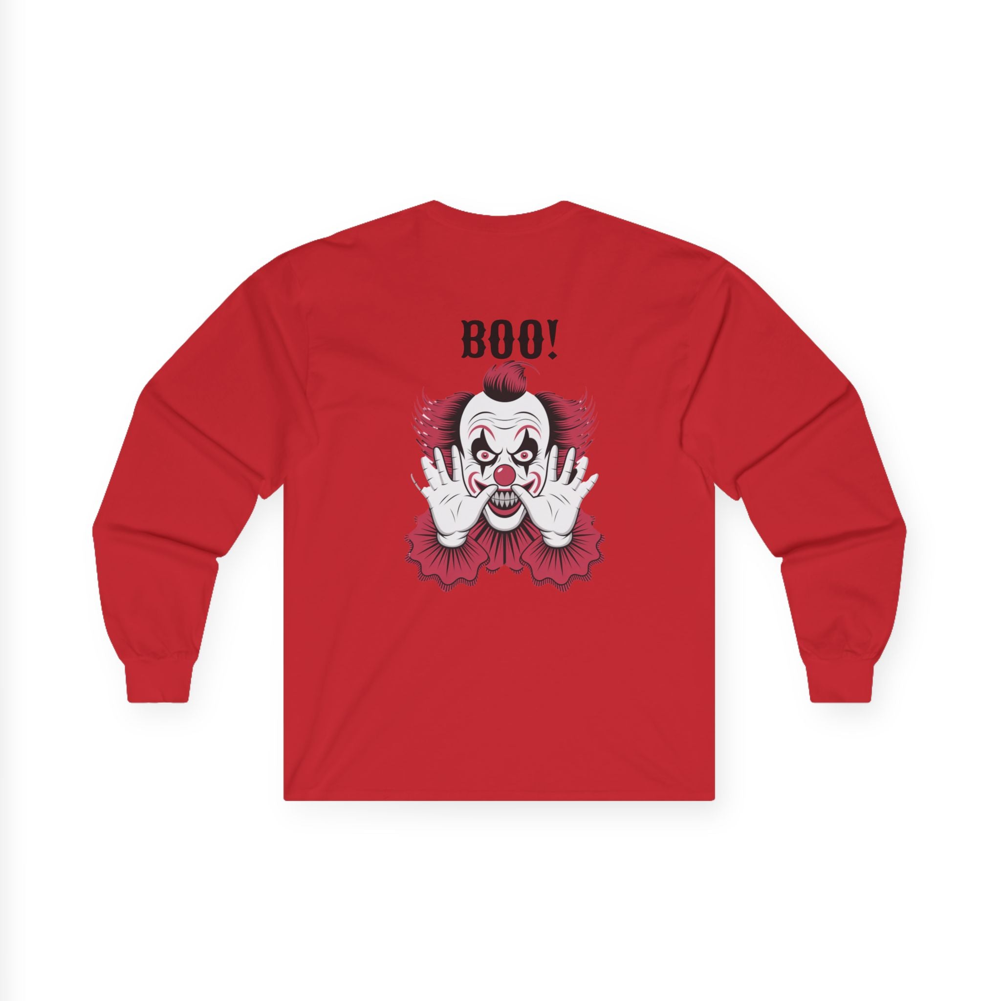 Spooky Clown Long Sleeve Tee, Halloween Costume Shirt, Funny Party T-Shirt, Unisex Graphic Tee, Creepy Gift Idea