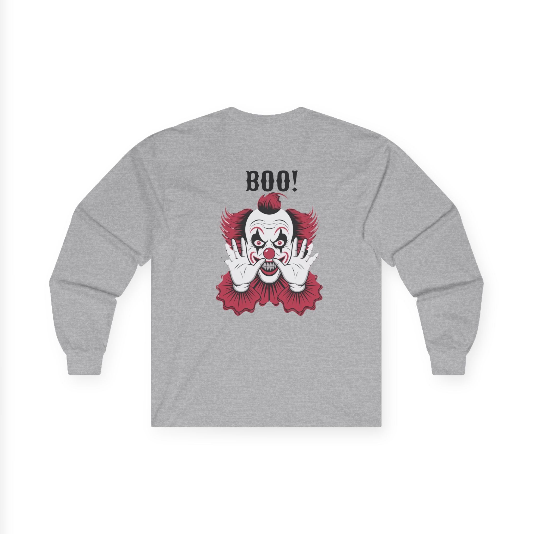 Spooky Clown Long Sleeve Tee, Halloween Costume Shirt, Funny Party T-Shirt, Unisex Graphic Tee, Creepy Gift Idea