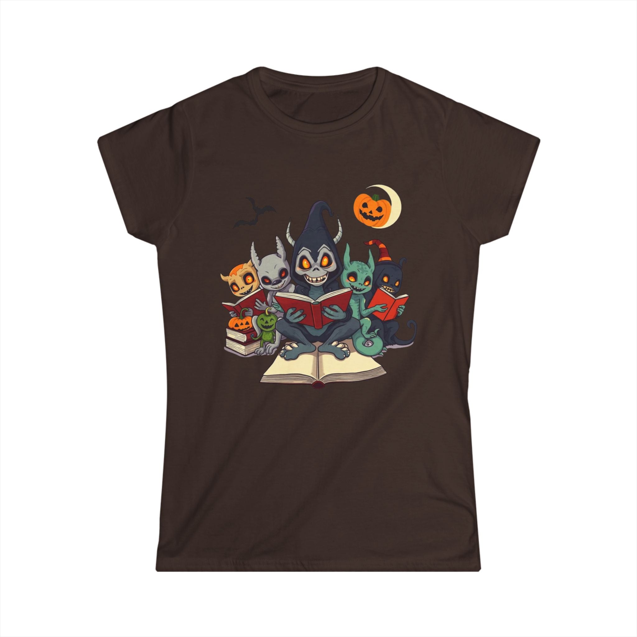 Spooky Cat Book Lovers Tee, Halloween Shirt, Cute Animal Graphic Tee, Funny Gift for Cat Lovers, Cozy Fall Fashion