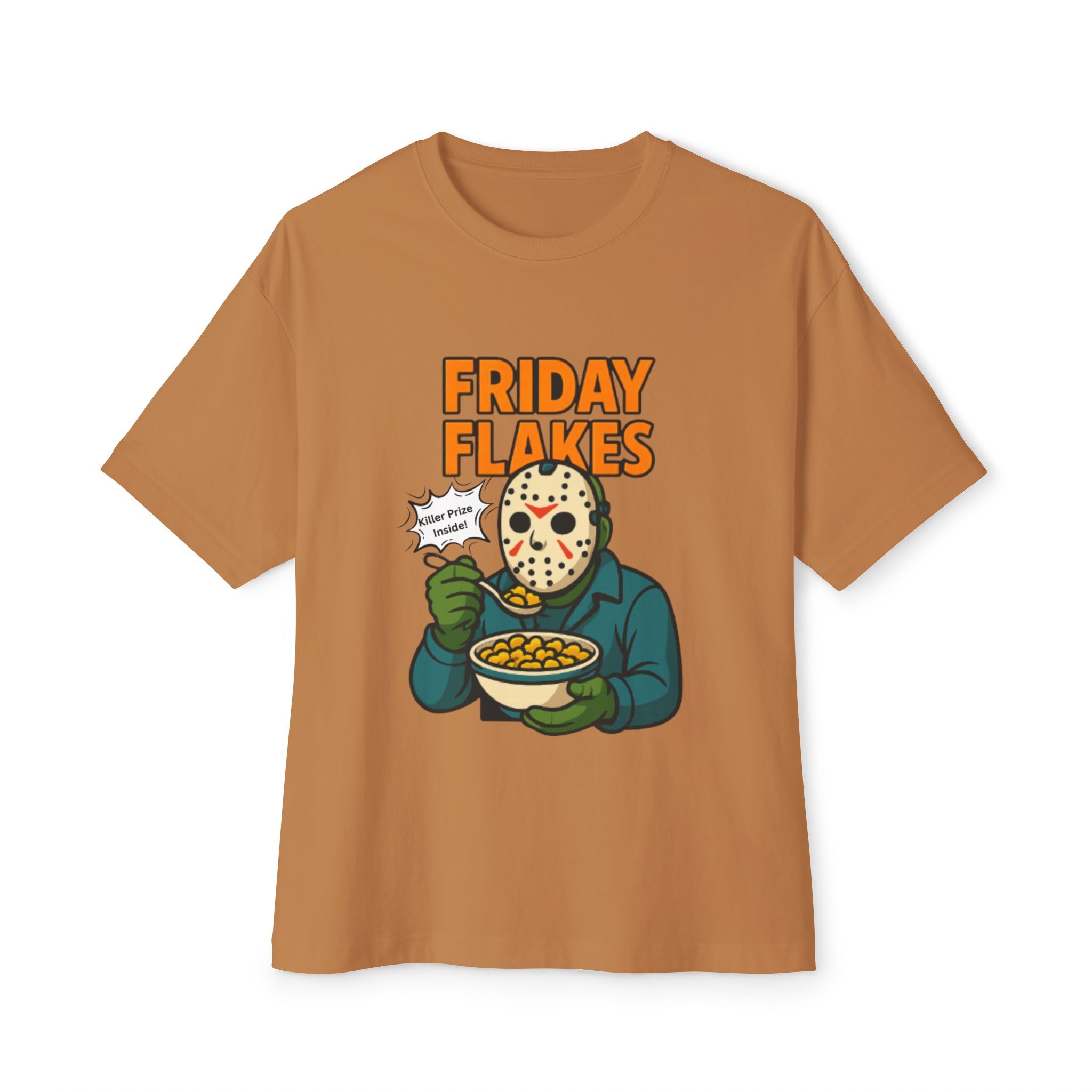 Friday Flakes Unisex Oversized Tee, Funny Graphic T-Shirt, Horror Movie Shirt, Casual Wear, Gift for Fans