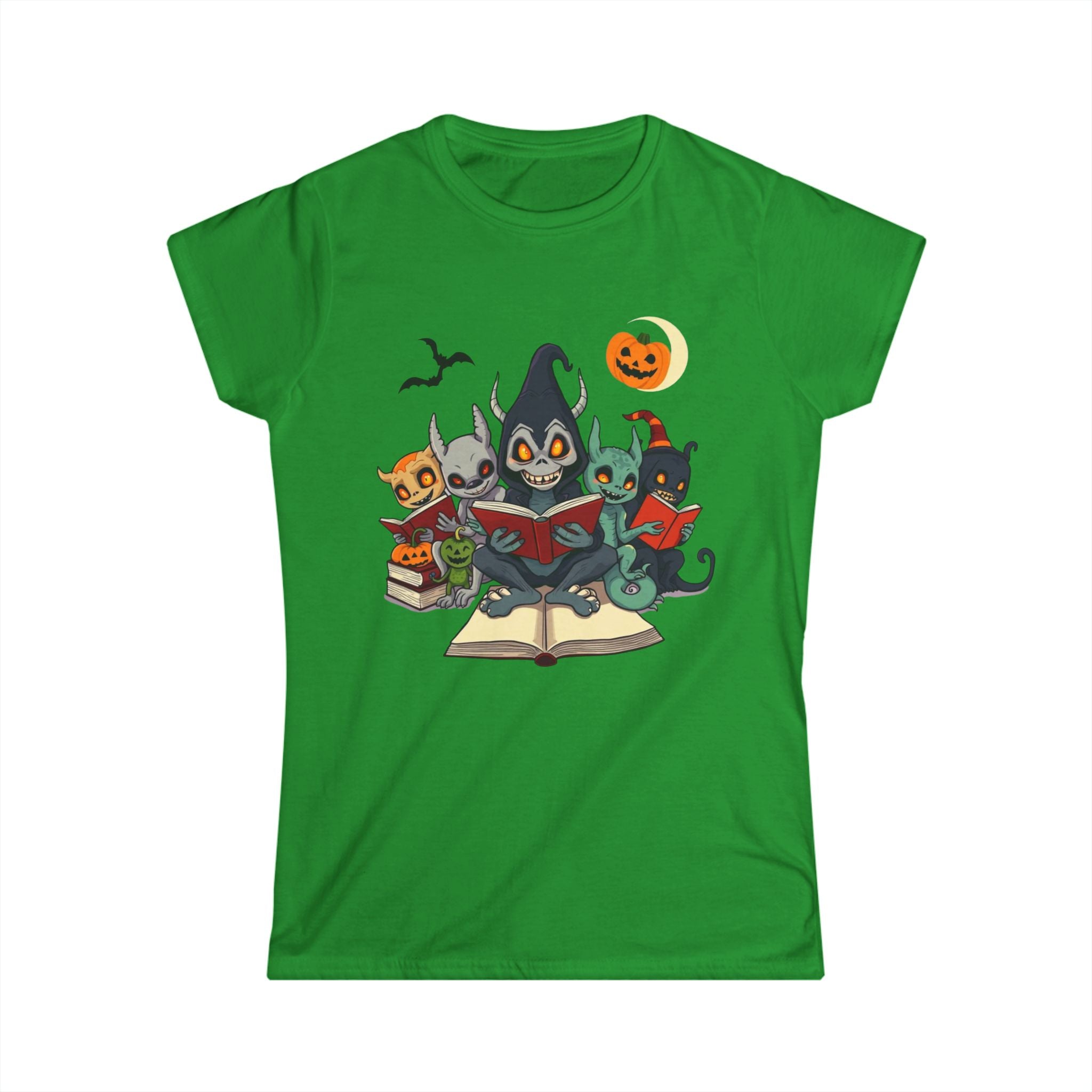 Spooky Cat Book Lovers Tee, Halloween Shirt, Cute Animal Graphic Tee, Funny Gift for Cat Lovers, Cozy Fall Fashion