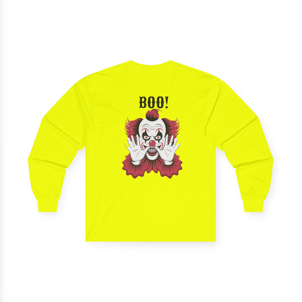 Spooky Clown Long Sleeve Tee, Halloween Costume Shirt, Funny Party T-Shirt, Unisex Graphic Tee, Creepy Gift Idea