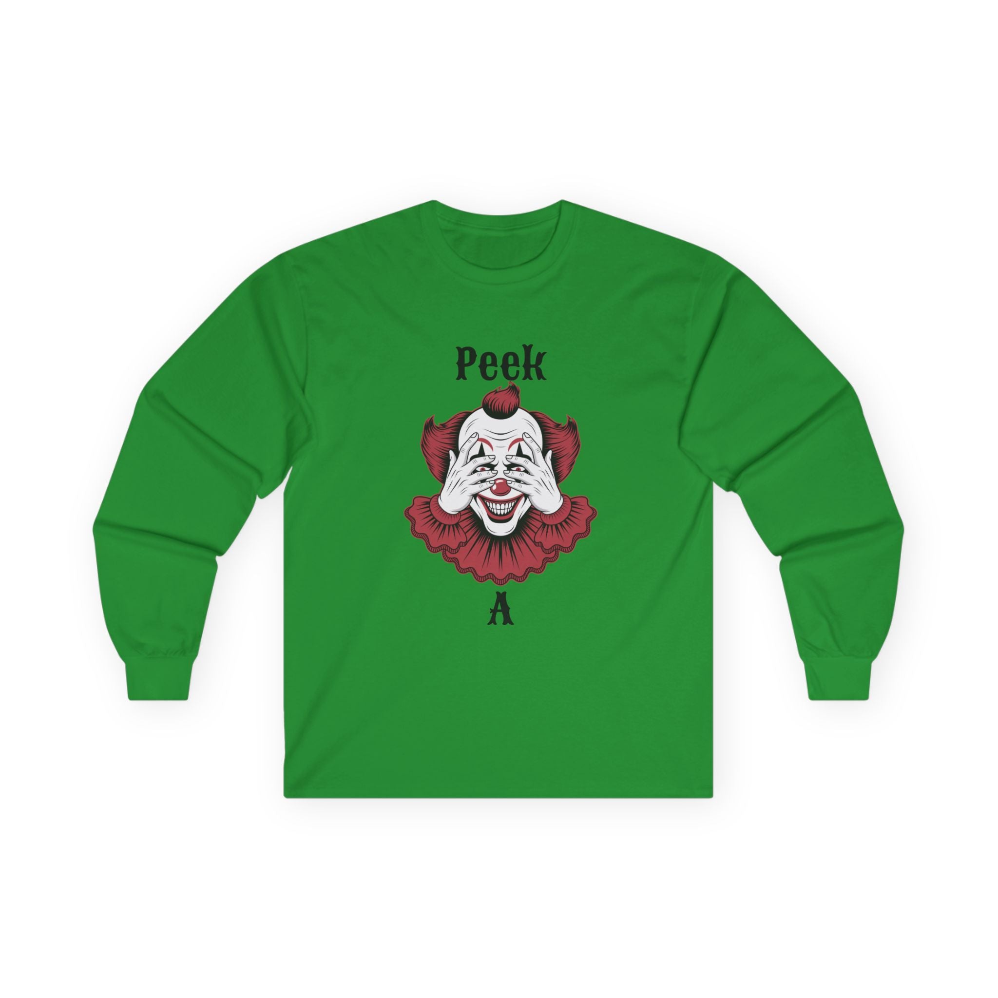 Spooky Clown Long Sleeve Tee, Halloween Costume Shirt, Funny Party T-Shirt, Unisex Graphic Tee, Creepy Gift Idea