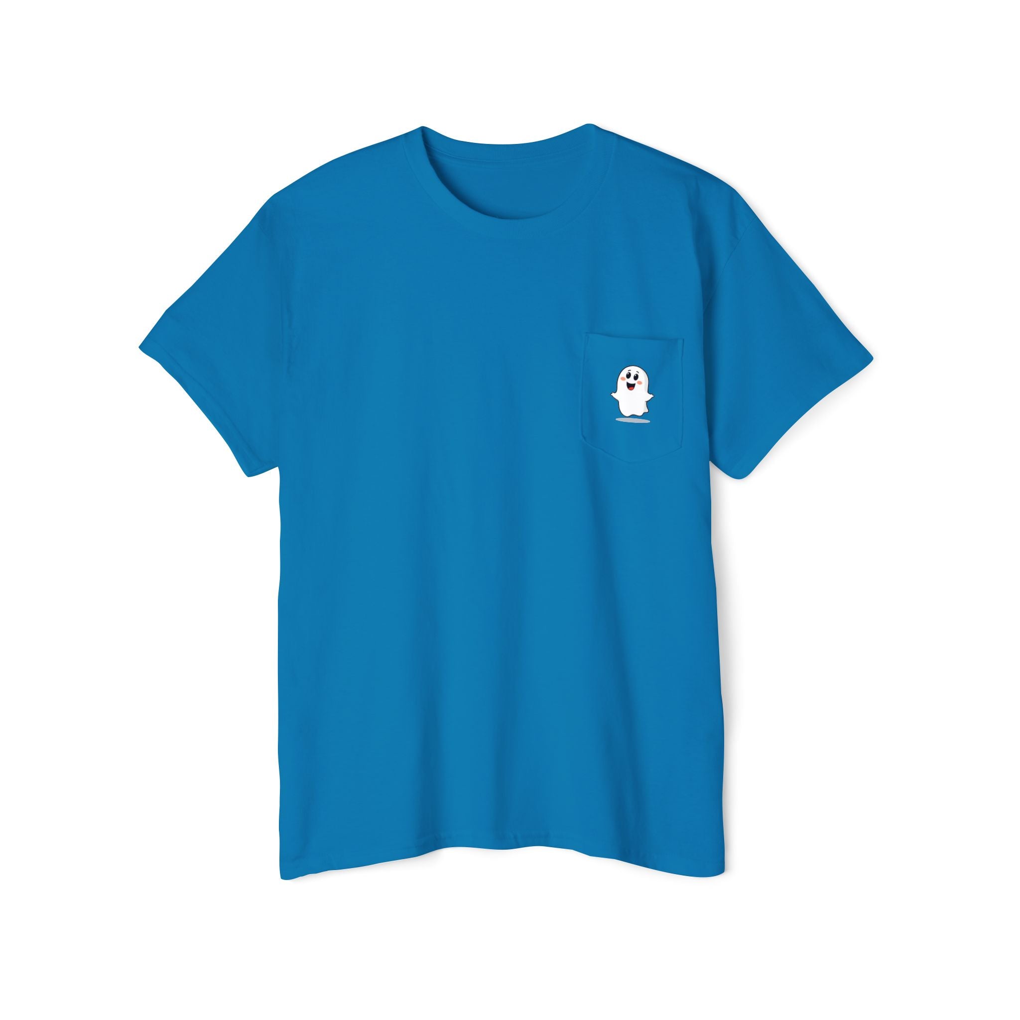 Ghost in My Pocket Unisex Heavy Cotton Tee, Cute Halloween Shirt, Funny Ghost Apparel, Pocket Tee for Fall, Gifts for Trick-or-Treaters