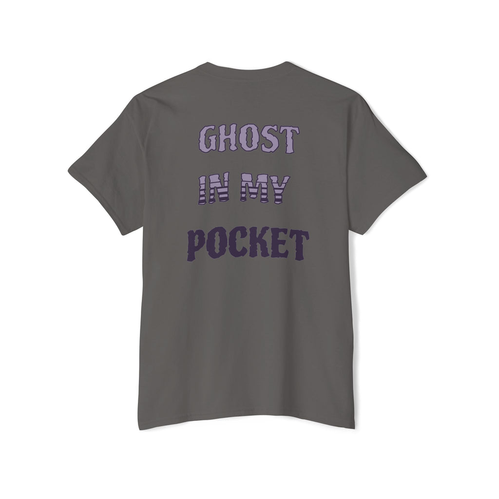 Ghost in My Pocket Unisex Heavy Cotton Tee, Cute Halloween Shirt, Funny Ghost Apparel, Pocket Tee for Fall, Gifts for Trick-or-Treaters