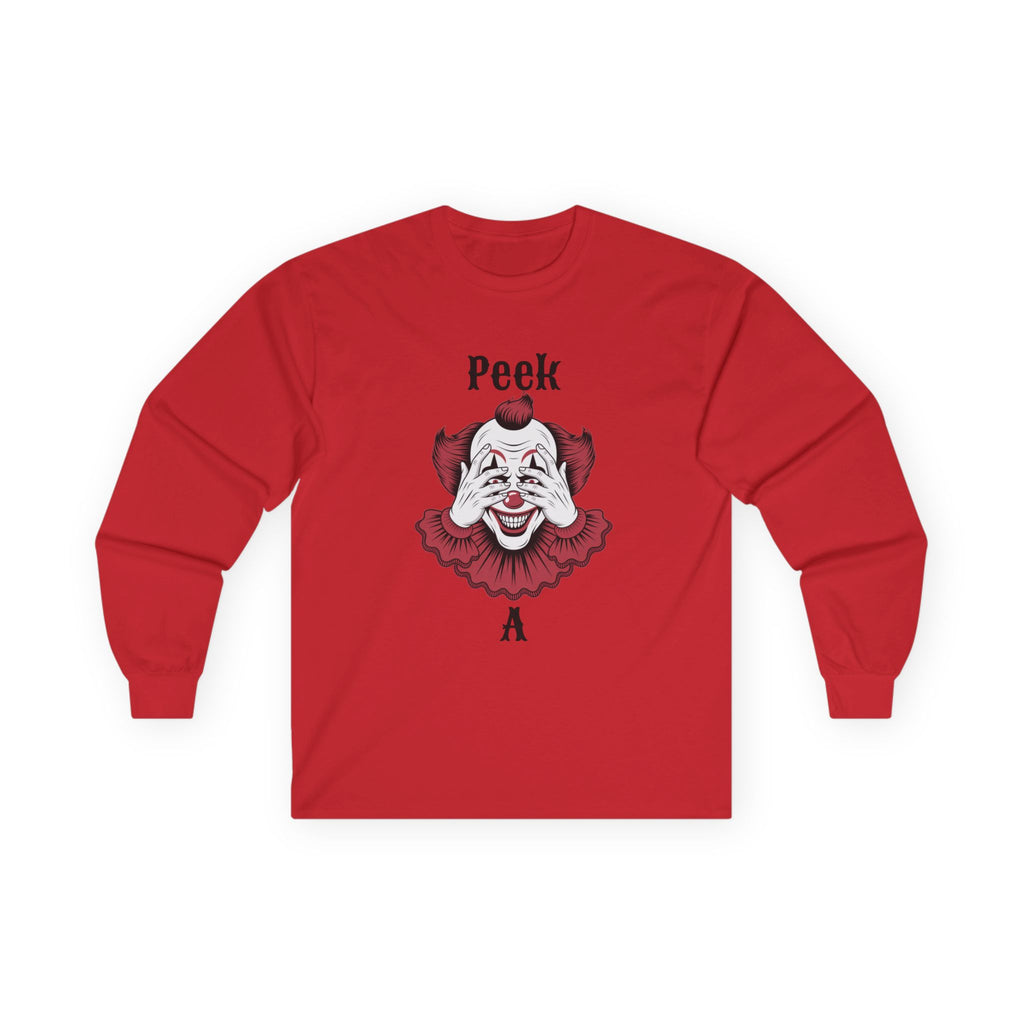 Spooky Clown Long Sleeve Tee, Halloween Costume Shirt, Funny Party T-Shirt, Unisex Graphic Tee, Creepy Gift Idea