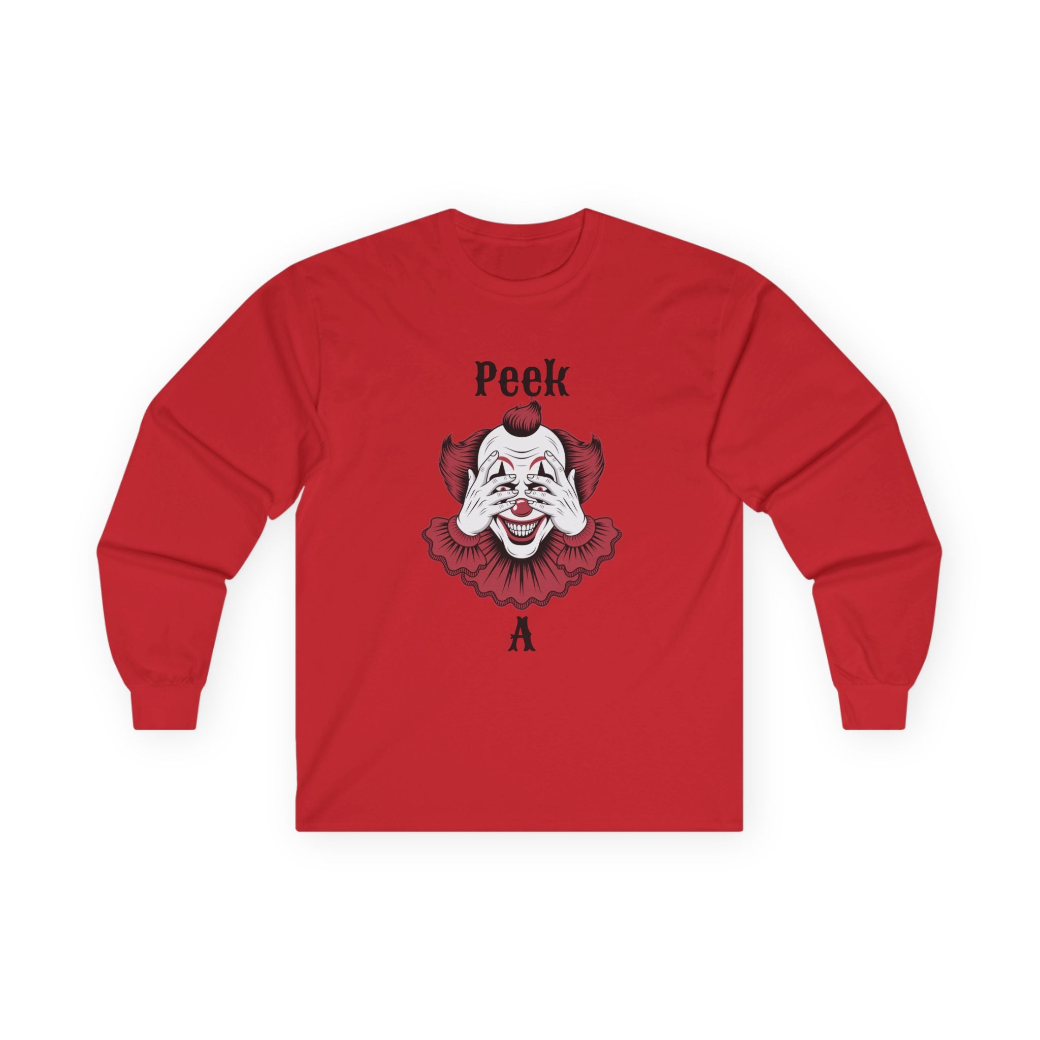 Spooky Clown Long Sleeve Tee, Halloween Costume Shirt, Funny Party T-Shirt, Unisex Graphic Tee, Creepy Gift Idea