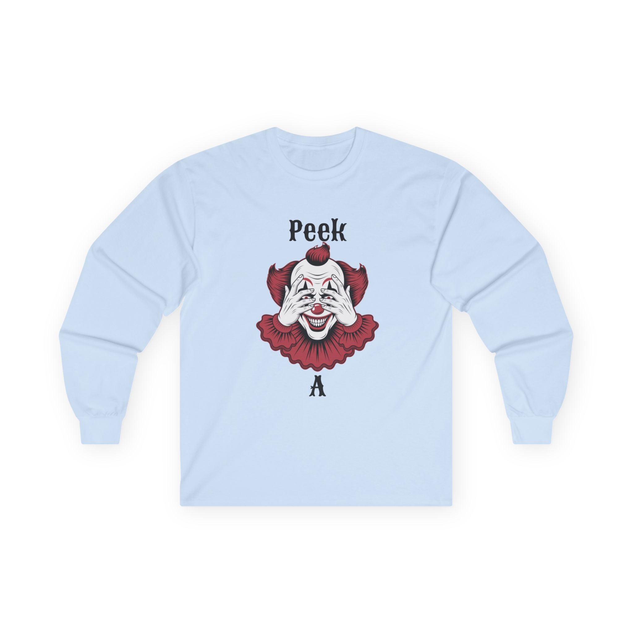 Spooky Clown Long Sleeve Tee, Halloween Costume Shirt, Funny Party T-Shirt, Unisex Graphic Tee, Creepy Gift Idea