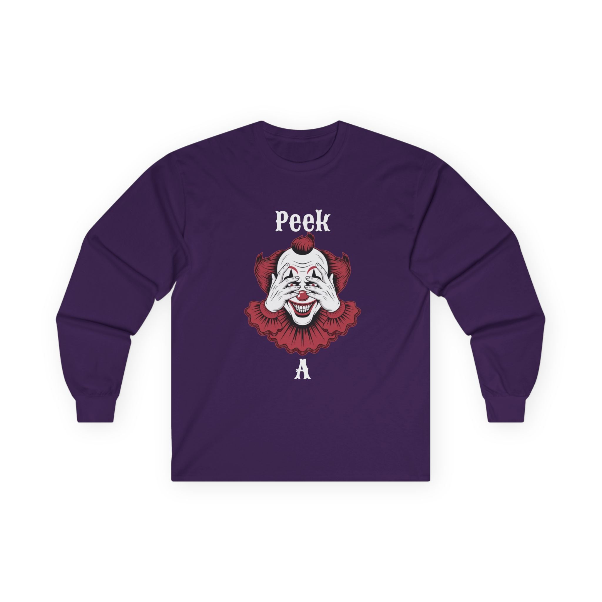 Creepy Clown Long Sleeve Tee - Halloween Costume, Scary Shirt, Unisex Spooky Apparel, Gothic Fashion, October Event Wear