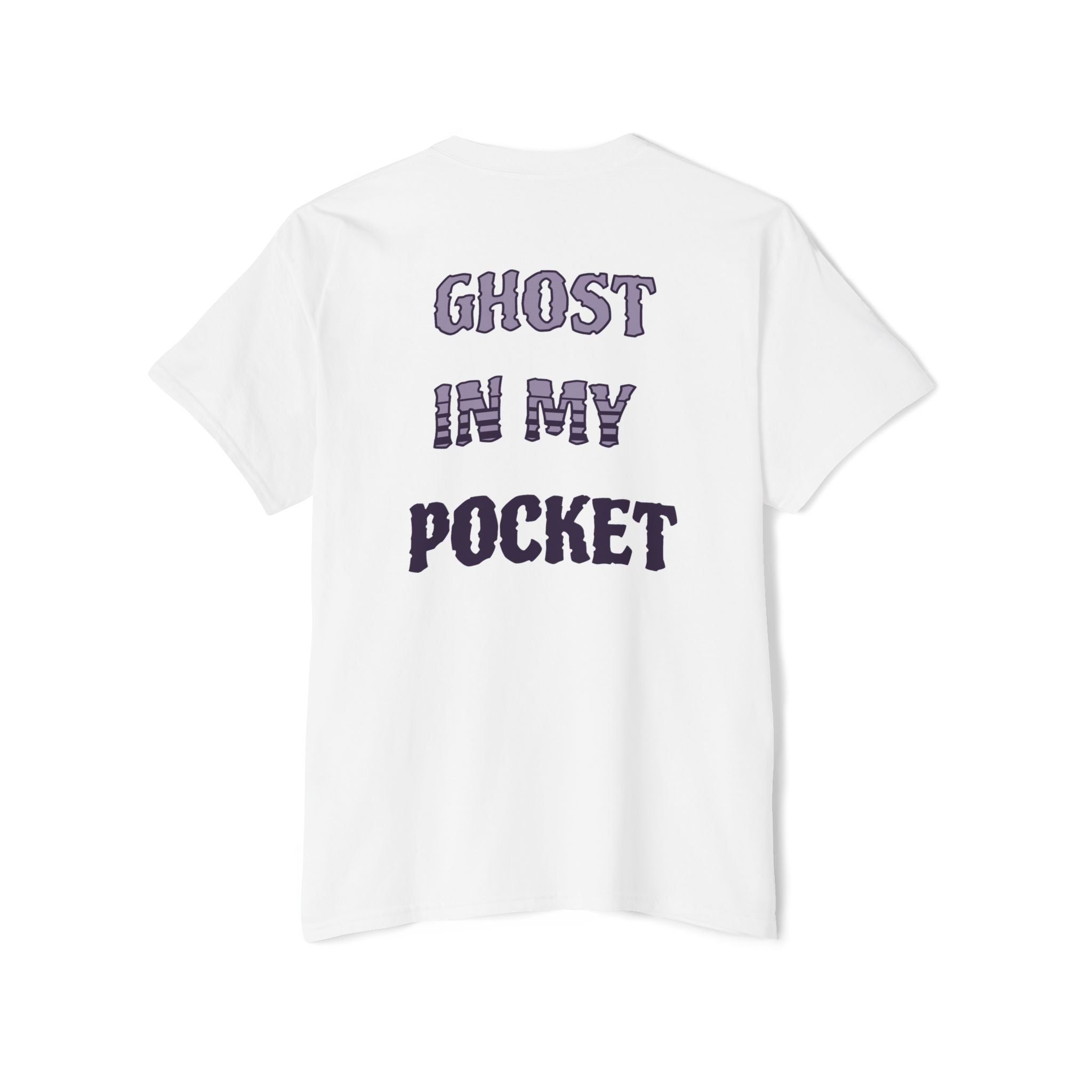 Ghost in My Pocket Unisex Heavy Cotton Tee, Cute Halloween Shirt, Funny Ghost Apparel, Pocket Tee for Fall, Gifts for Trick-or-Treaters