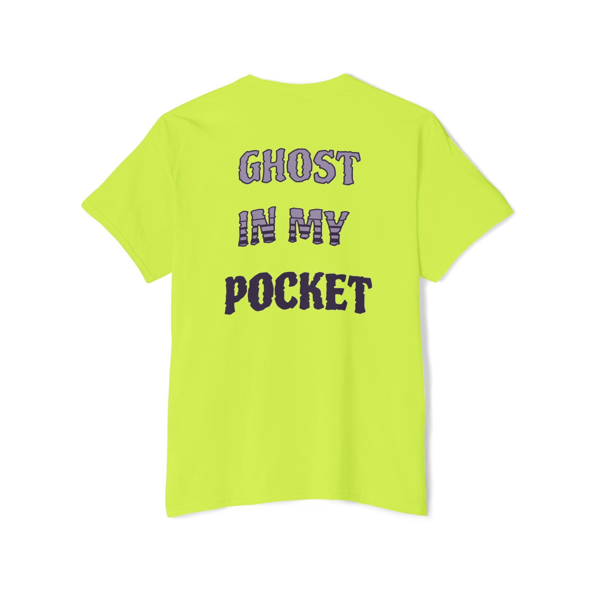 Ghost in My Pocket Unisex Heavy Cotton Tee, Cute Halloween Shirt, Funny Ghost Apparel, Pocket Tee for Fall, Gifts for Trick-or-Treaters