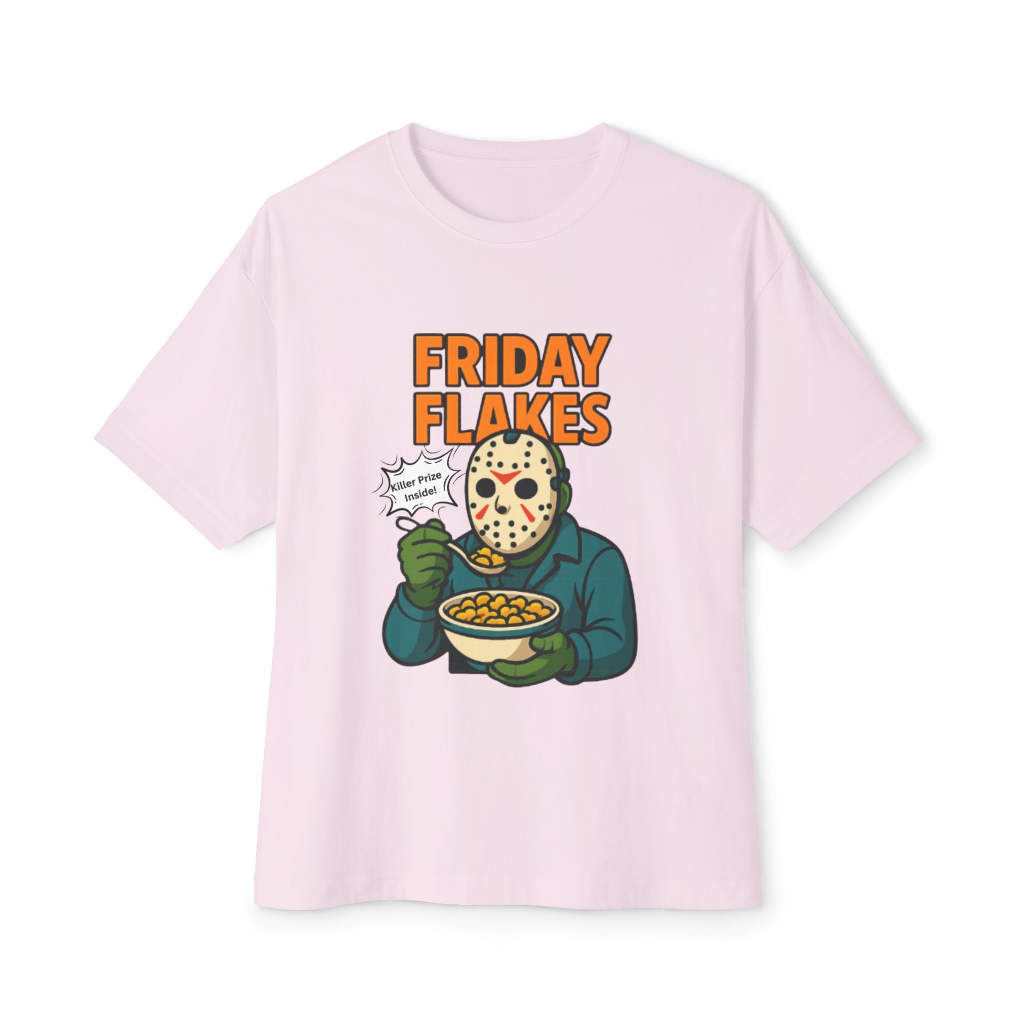 Friday Flakes Unisex Oversized Tee, Funny Graphic T-Shirt, Horror Movie Shirt, Casual Wear, Gift for Fans