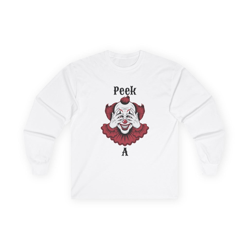 Spooky Clown Long Sleeve Tee, Halloween Costume Shirt, Funny Party T-Shirt, Unisex Graphic Tee, Creepy Gift Idea