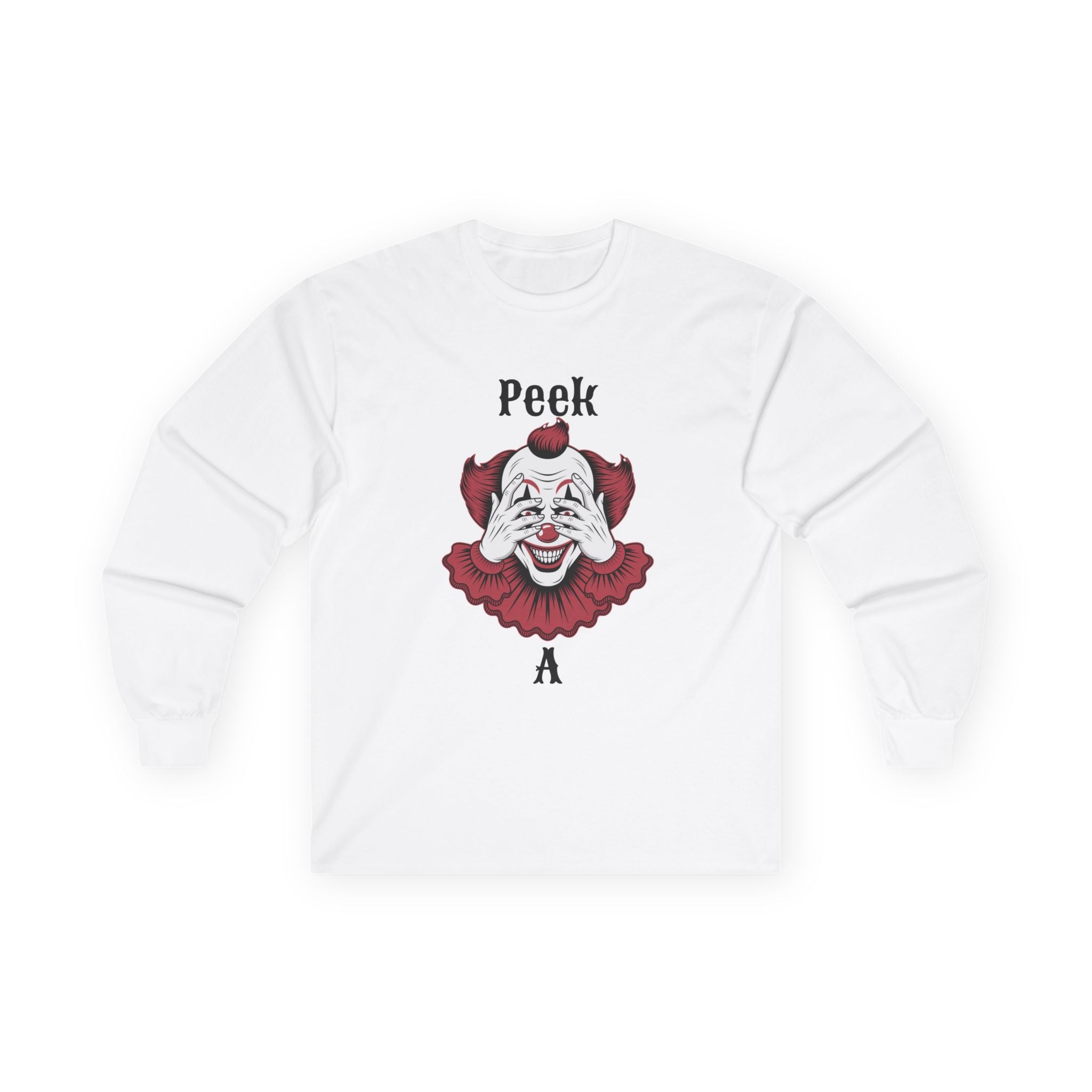 Spooky Clown Long Sleeve Tee, Halloween Costume Shirt, Funny Party T-Shirt, Unisex Graphic Tee, Creepy Gift Idea
