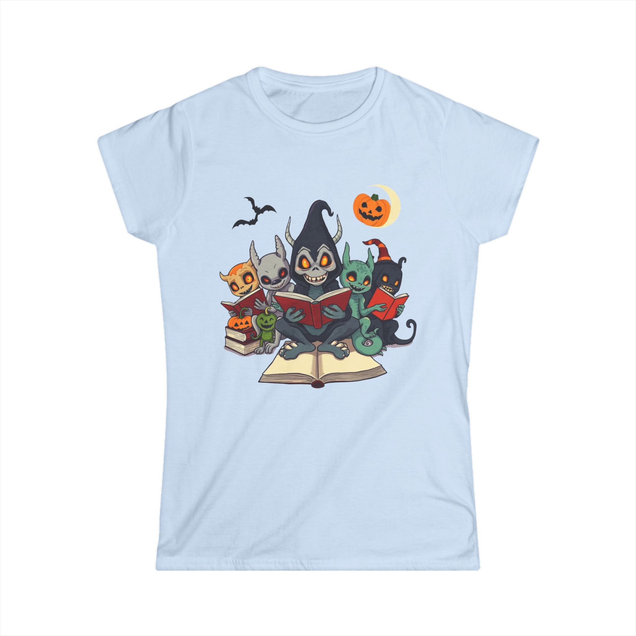 Spooky Cat Book Lovers Tee, Halloween Shirt, Cute Animal Graphic Tee, Funny Gift for Cat Lovers, Cozy Fall Fashion