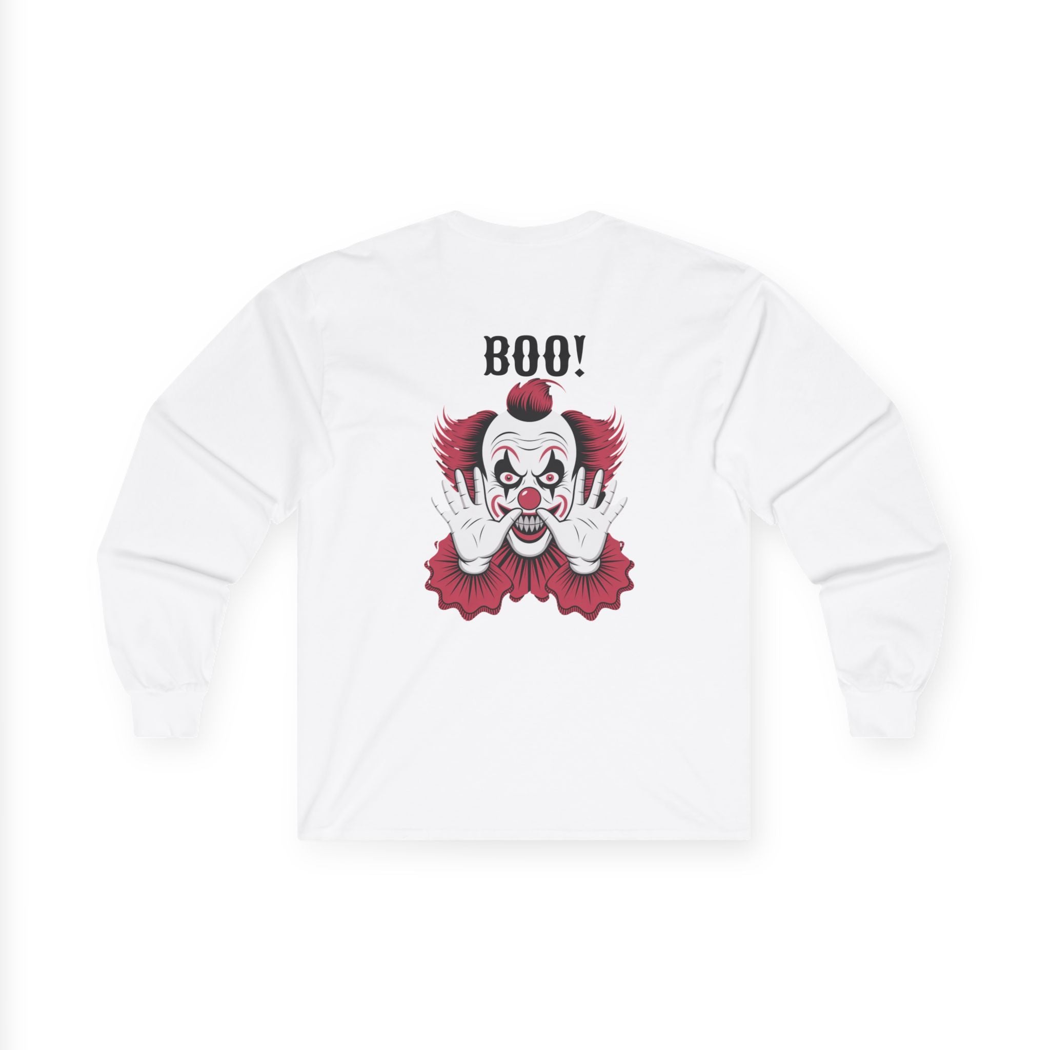 Spooky Clown Long Sleeve Tee, Halloween Costume Shirt, Funny Party T-Shirt, Unisex Graphic Tee, Creepy Gift Idea