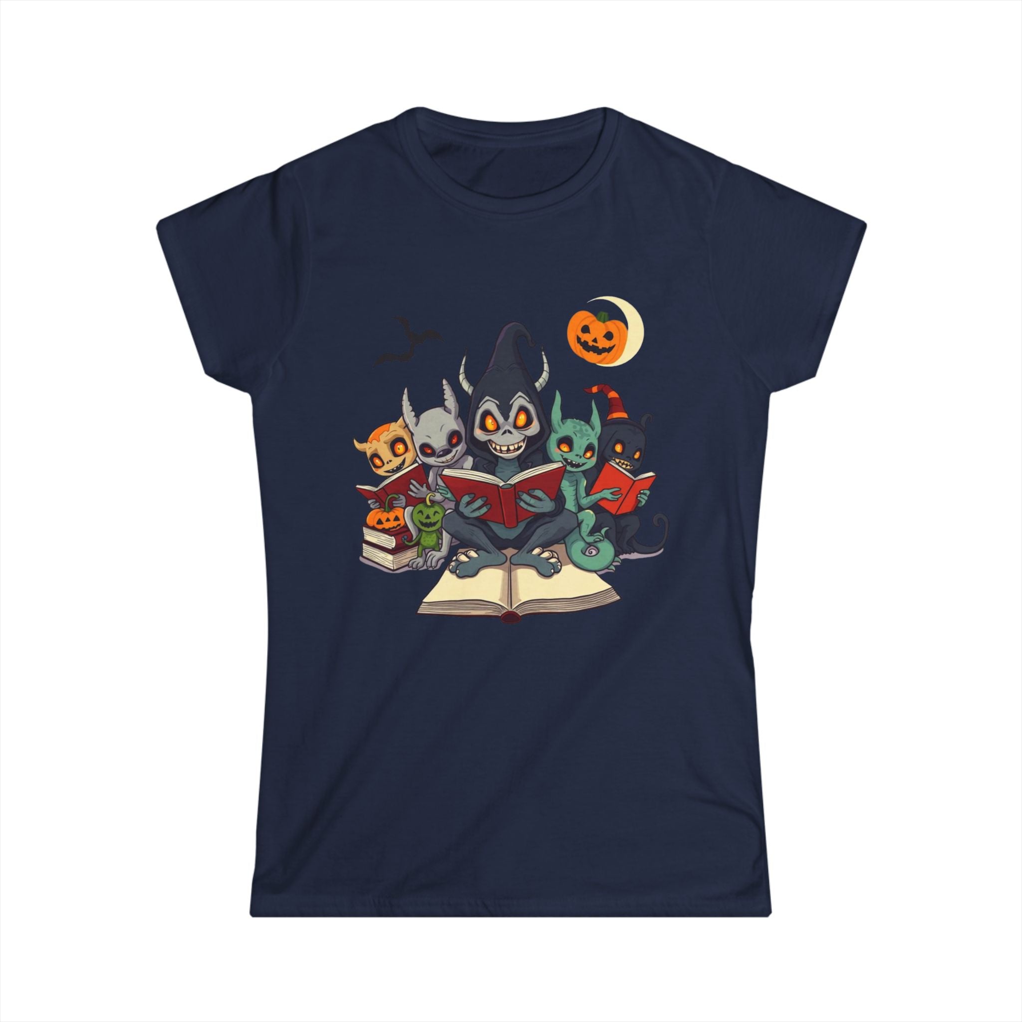 Spooky Cat Book Lovers Tee, Halloween Shirt, Cute Animal Graphic Tee, Funny Gift for Cat Lovers, Cozy Fall Fashion