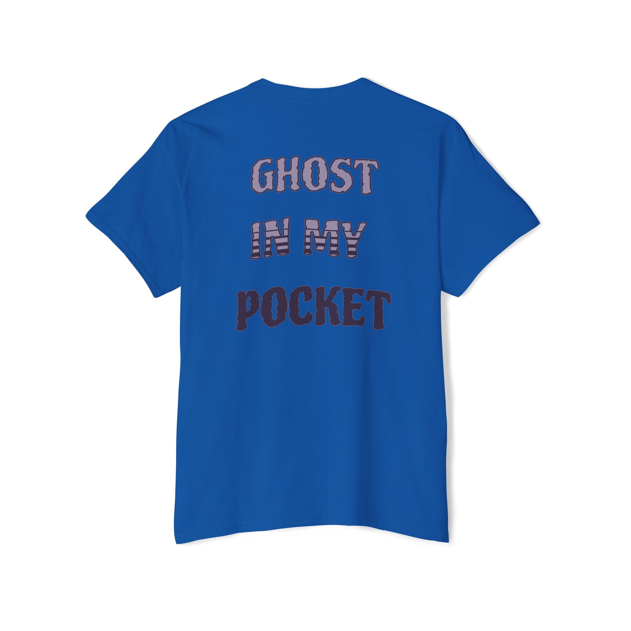 Ghost in My Pocket Unisex Heavy Cotton Tee, Cute Halloween Shirt, Funny Ghost Apparel, Pocket Tee for Fall, Gifts for Trick-or-Treaters